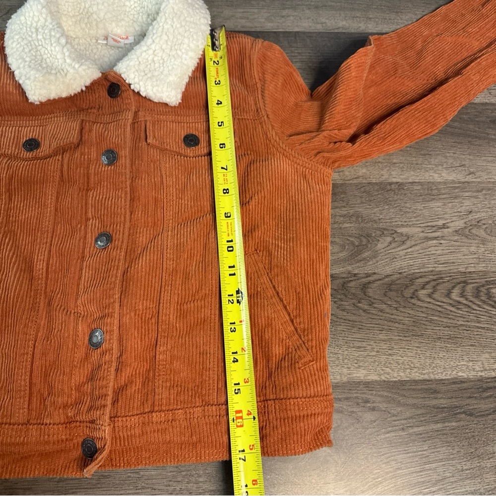 Cat & Jack girl’s Orange Corduroy Jacket with Sherpa Collar - Picture 8 of 12